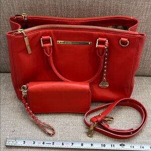 BRAHMIN | SMALL LINCOLN SATCHEL WITH MATCHING WALLET | CORAL NEPAL